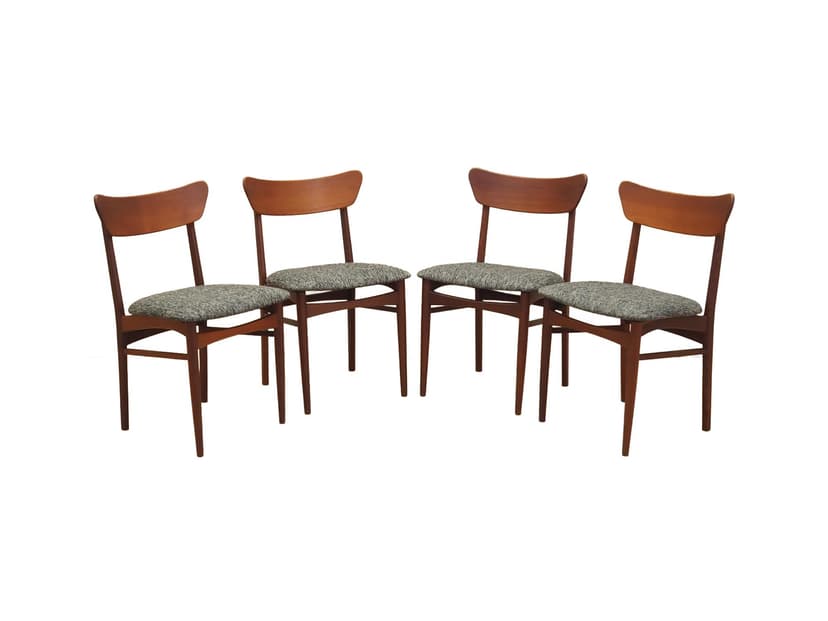 Komplet czterech krzeseł, teak brązowy, Dania, lata 70.