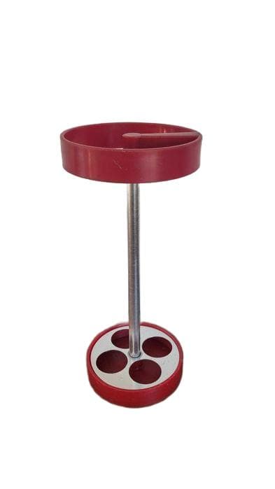 Umbrella Stand Space Age, red white, plastic metal, Poland, 1970s.