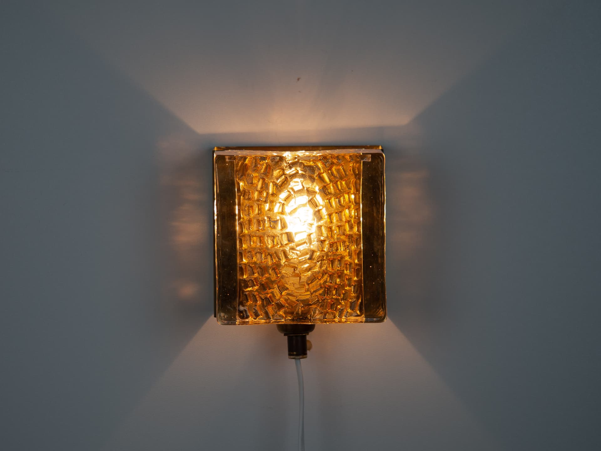Pair of wall sconces Maritim, gold brass, transparent glass, Vitrika, Denmark, 1960s. - 306565