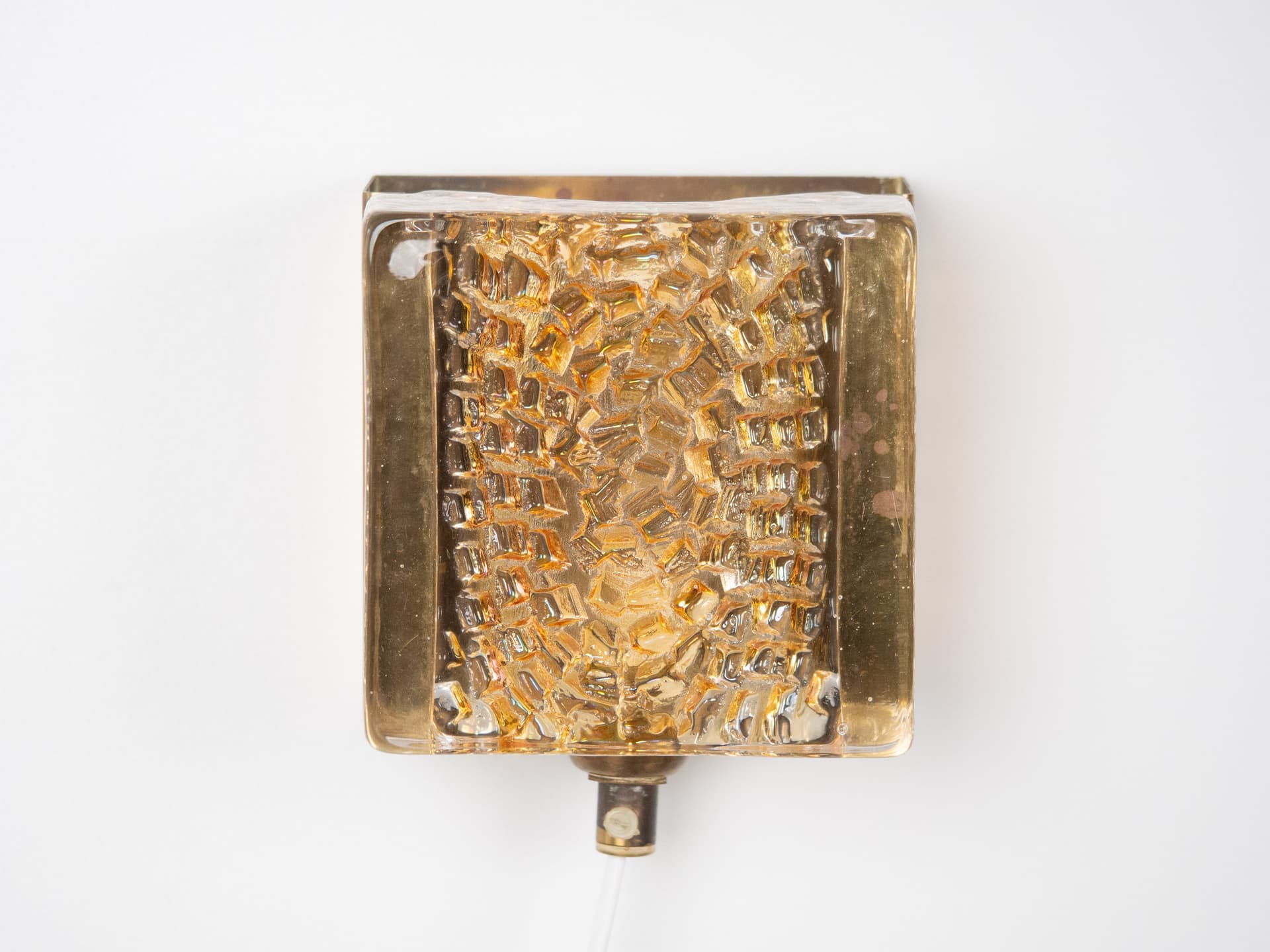 Pair of wall sconces Maritim, gold brass, transparent glass, Vitrika, Denmark, 1960s. - 306564