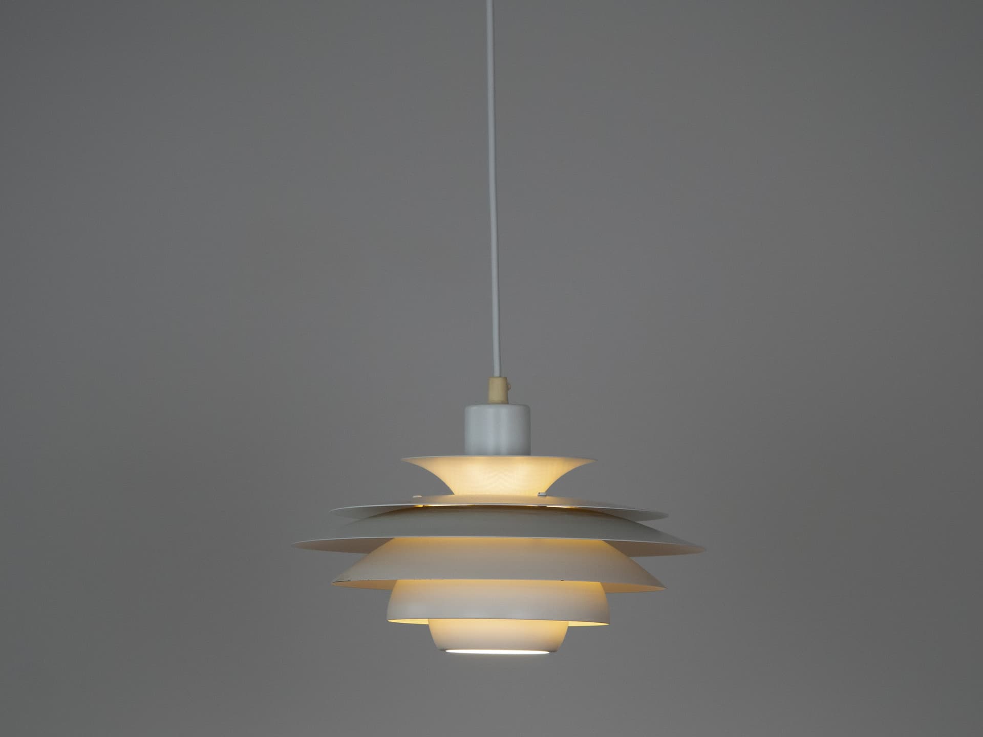 Pendant Lamp Verona, white aluminum, by K. Wiborg, Jeka, Denmark, 1980s. - 306579