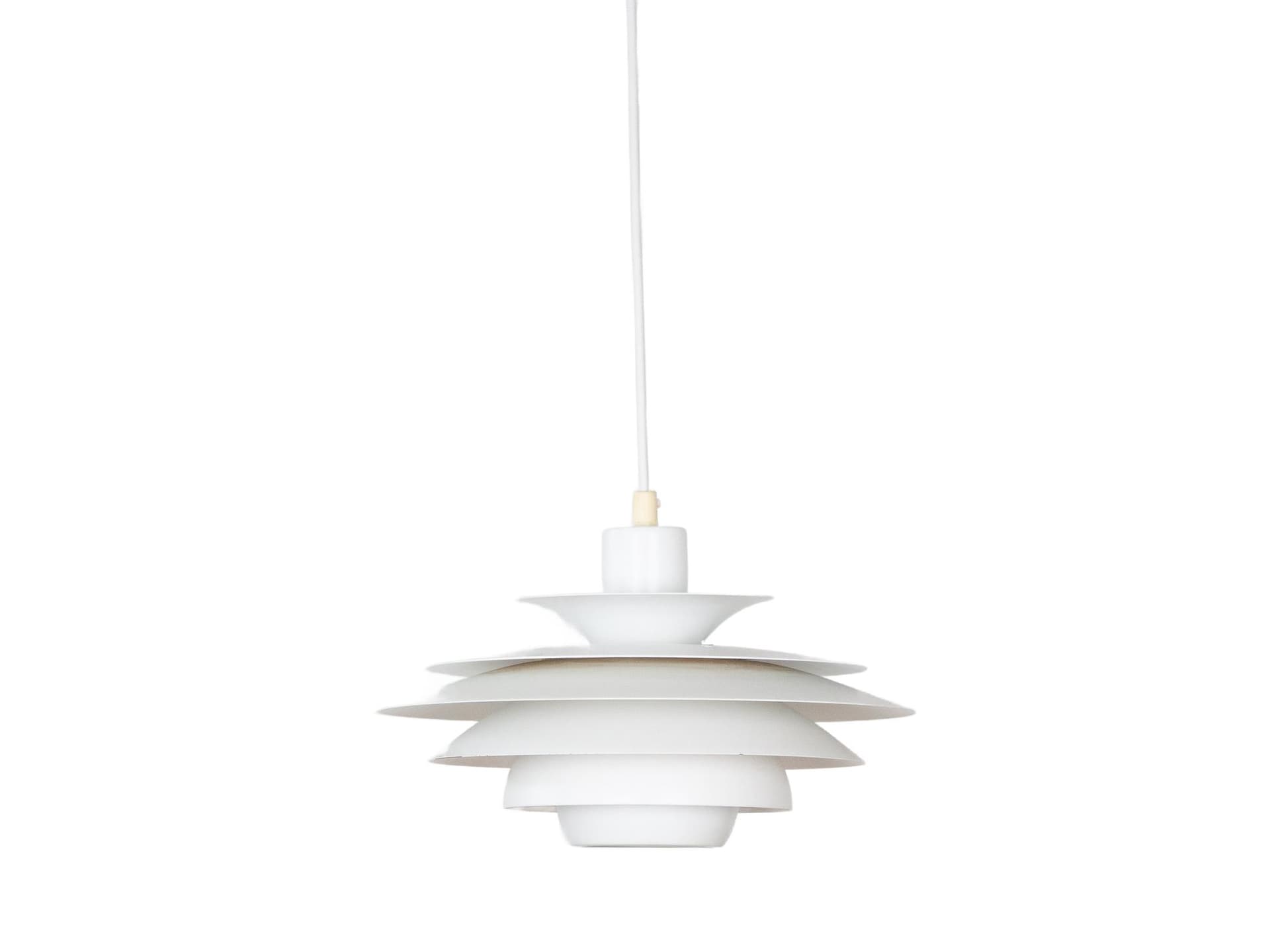 Pendant Lamp Verona, white aluminum, by K. Wiborg, Jeka, Denmark, 1980s.