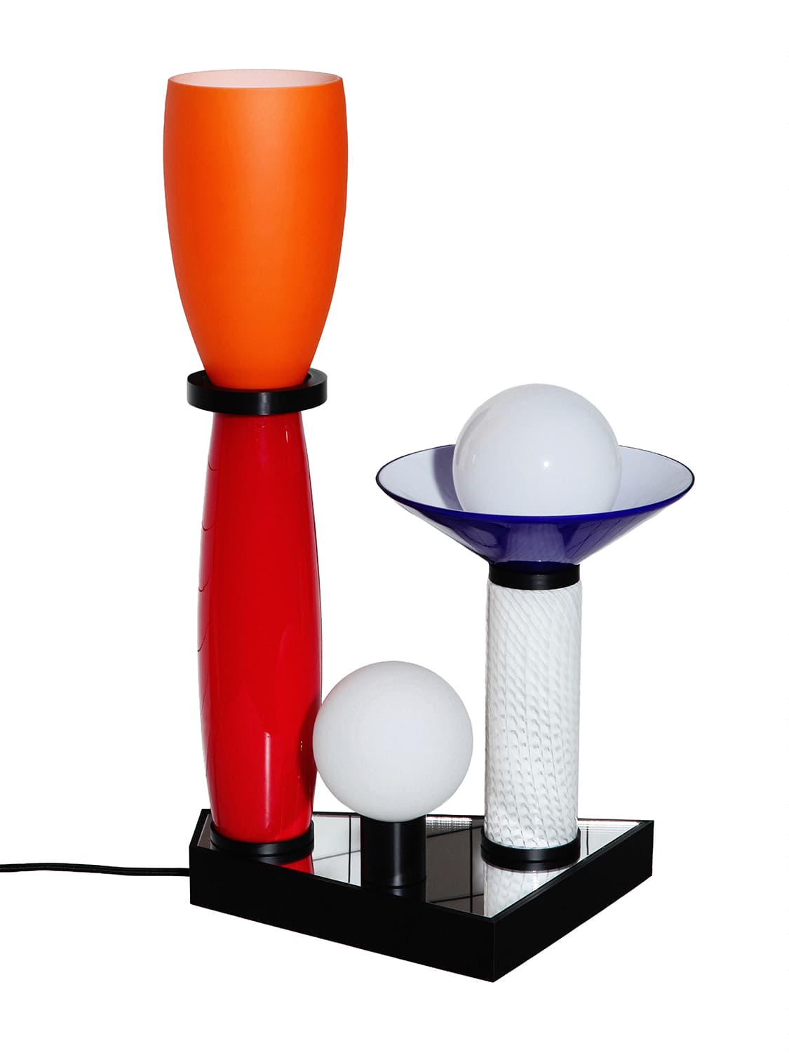 Table lamp FUTURA I, NO BEIGE FEELINGS, glass, acrylic orange red white blue transparent black, by K. Wyżyński, NO BEIGE FEELINGS