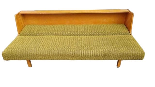 Sofa, zielony żółty, bawełna buk, Tatra Nabytok, Czechosłowacja, lata 70. - WYMIARY