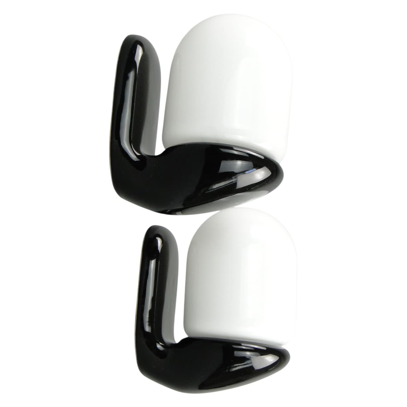 Para kinkietów, ceramika czarna, szkło białe, Polska, lata 70. - 63507