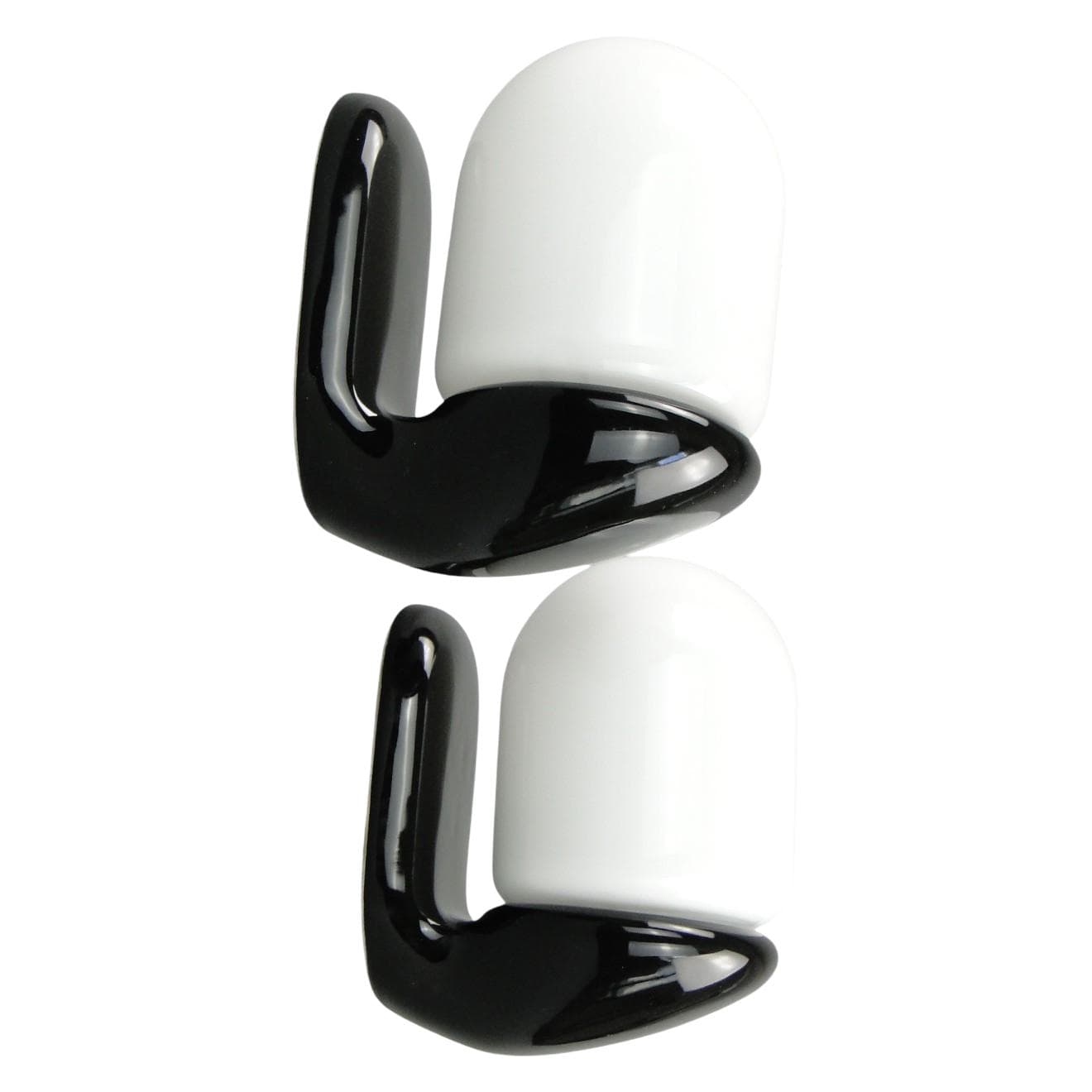 Para kinkietów, ceramika czarna, szkło białe, Polska, lata 70.