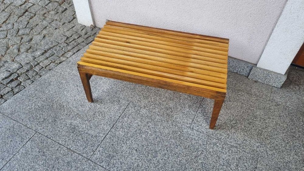 Slatted side table, brown wood, Czechoslovakia, 1970s. - 306861