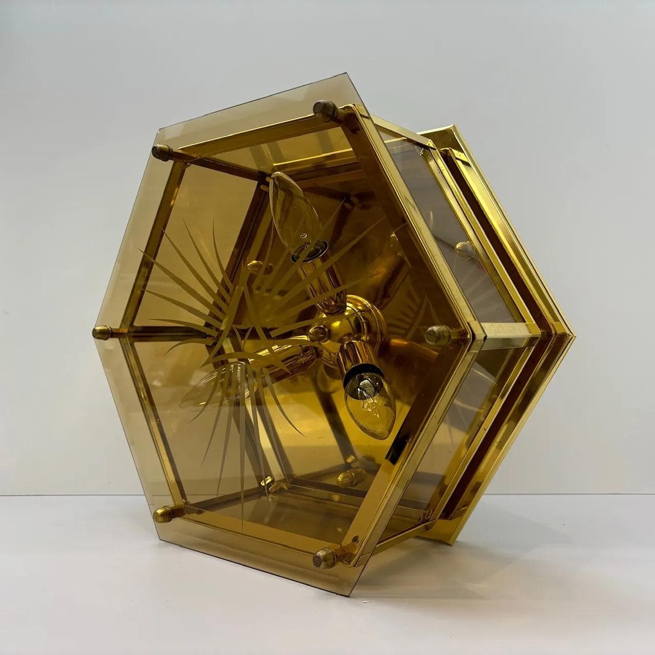 Gilded Art Deco Ceiling Lamp, Quelle, Germany, 1980s - 22486