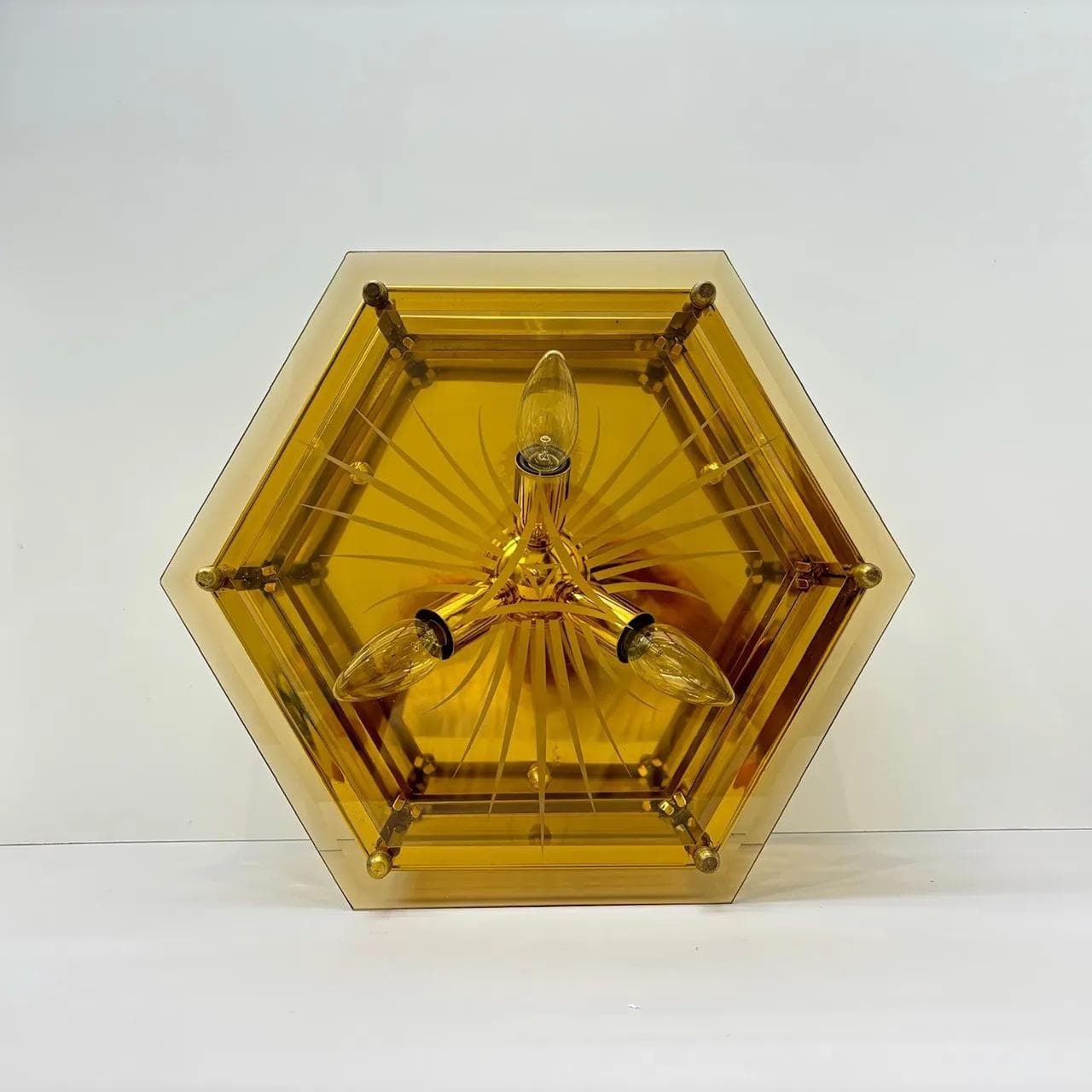 Gilded Art Deco Ceiling Lamp, Quelle, Germany, 1980s - 22485
