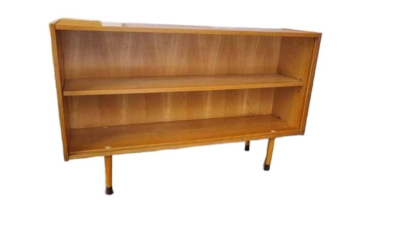 Bookcase, brown, wood, glass, metal, Czechoslovakia, 1960s.