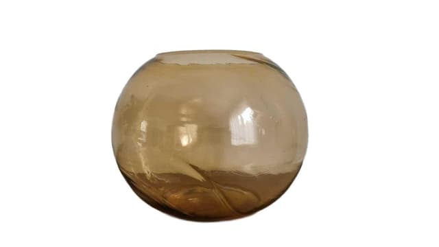 Wazon kula, żółty transparentny, szkło, Czechosłowacja, lata 70. - WYMIARY