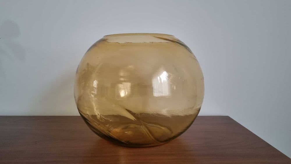 Wazon kula, żółty transparentny, szkło, Czechosłowacja, lata 70. - 307041