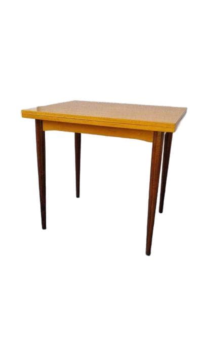 Extendable dining table, beige ash, brown wood, Czechoslovakia, 1960s.