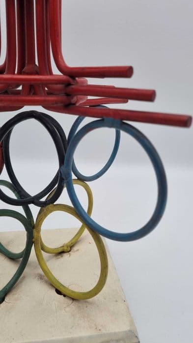 Olympic Sculpture, Moscow 1980, red, blue, yellow, black, green, white, metal, Poland, 1970s. - 307007