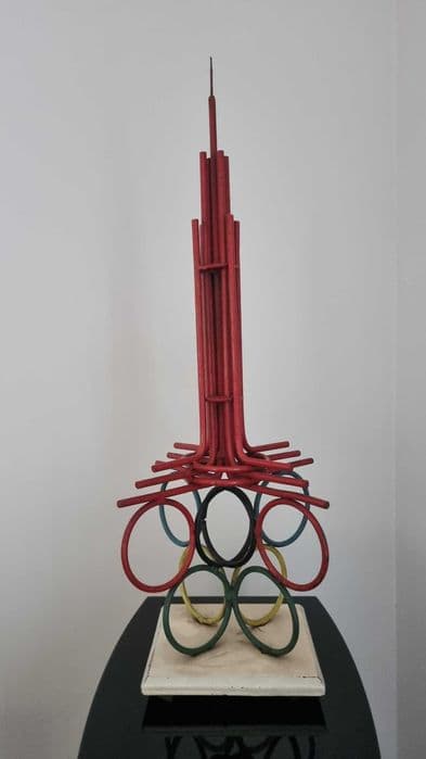 Olympic Sculpture, Moscow 1980, red, blue, yellow, black, green, white, metal, Poland, 1970s. - 307008