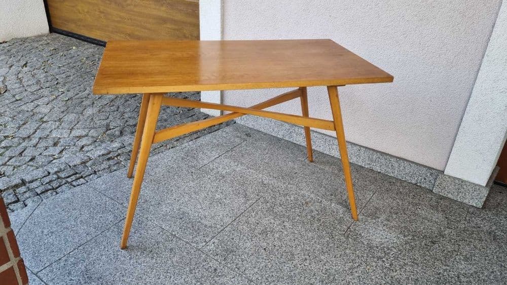 Coffee table, Dřevopodnik Holešov, brown wood, Czechoslovakia, 1960s. - 306956