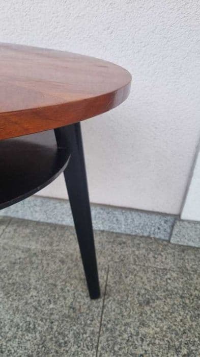 Side table with shelf, brown walnut, black wood, Jitona, Czechoslovakia, 1960s. - 306941
