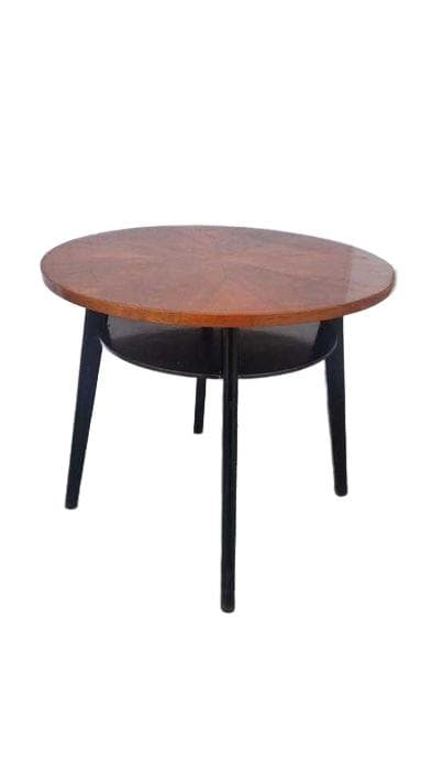 Side table with shelf, brown walnut, black wood, Jitona, Czechoslovakia, 1960s. - DIMENSION