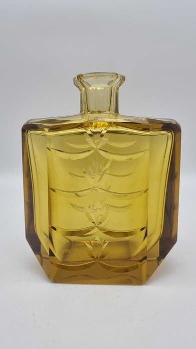 Karafka Art Deco, żółty transparentny, kryształ, lata 20. - 306930
