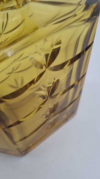Karafka Art Deco, żółty transparentny, kryształ, lata 20. - 306929
