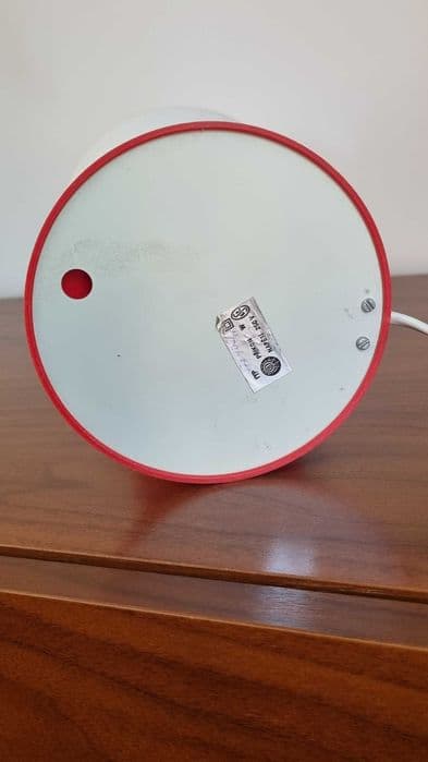 Lampa stołowa, Space Age, akryl czerwony, szkło białe, Czechosłowacja, lata 70. - 306917