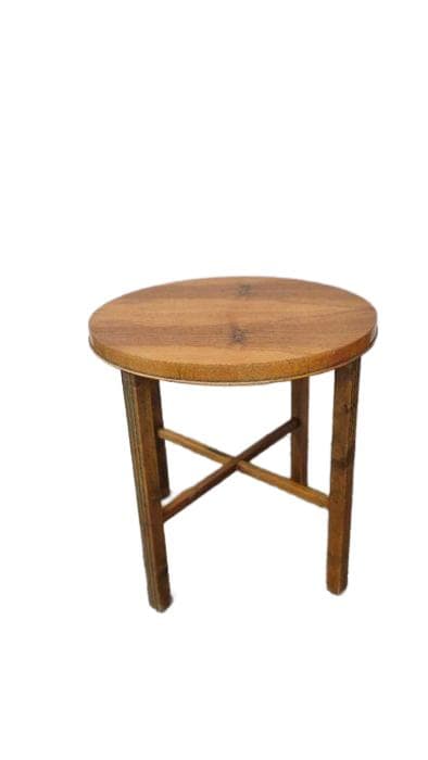 Round side table, brown walnut veneer, wood, Poland, 1960s. - DIMENSION