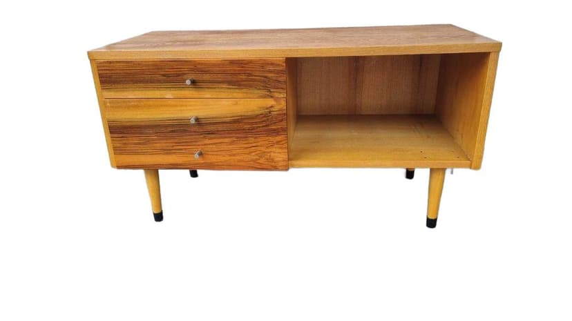 Display cabinet, light brown oak, plywood, glass, Czechoslovakia, 1970s.