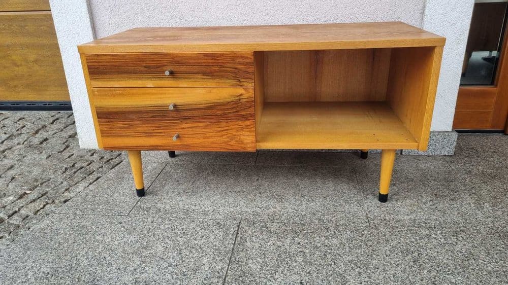 Display cabinet, light brown oak, plywood, glass, Czechoslovakia, 1970s. - 307446