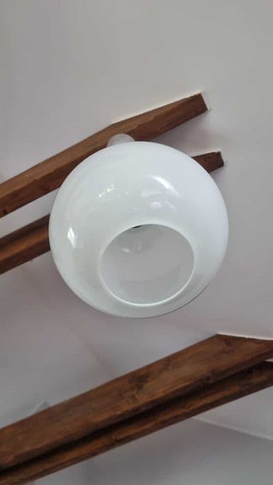 Flush Mount/Wall Light, Promień Wieliczka, white glass, black bakelite, Poland, 1970s. - 307436