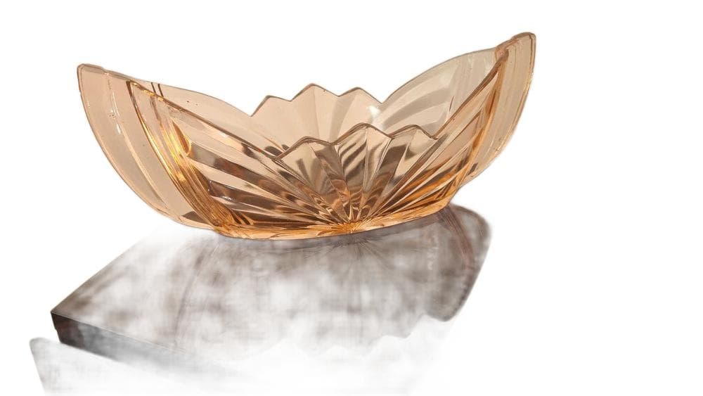 Jardiniere Art Deco, rosaline glass, Julius Stolle Niemen Glassworks, Poland, 1930s. - 307432