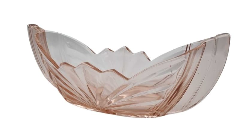 Jardiniere Art Deco, rosaline glass, Julius Stolle Niemen Glassworks, Poland, 1930s.