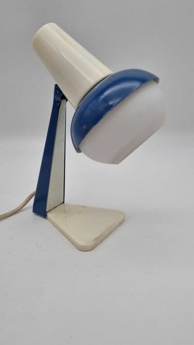 Bedside lamp LN-10, white plastic, black metal, by A. Gałecki, Zakłady Sprzętu Oświetleniowego Zaos, Poland, 1960s. - 307397