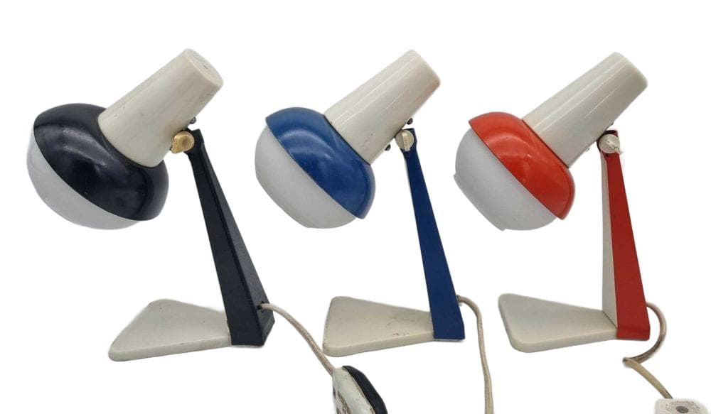 Bedside lamp LN-10, white plastic, black metal, by A. Gałecki, Zakłady Sprzętu Oświetleniowego Zaos, Poland, 1960s. - 307396