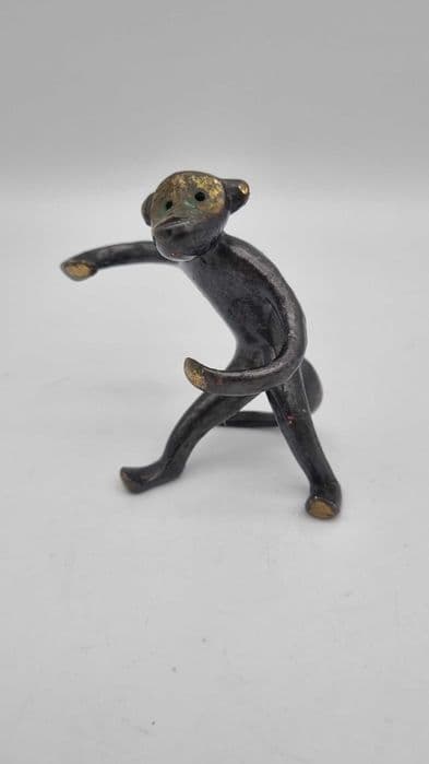 Figurine monkey, black gold, brass, by W. Bosse, Austria, 1960s. - 307377