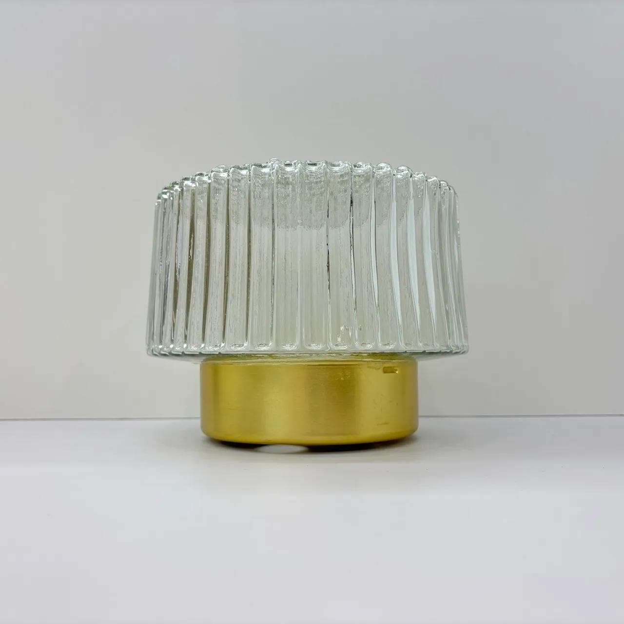 Plafon Bubble, szkło transparentne, aluminium złoty, VEB Görlitz, Niemcy, lata 80. - 22471