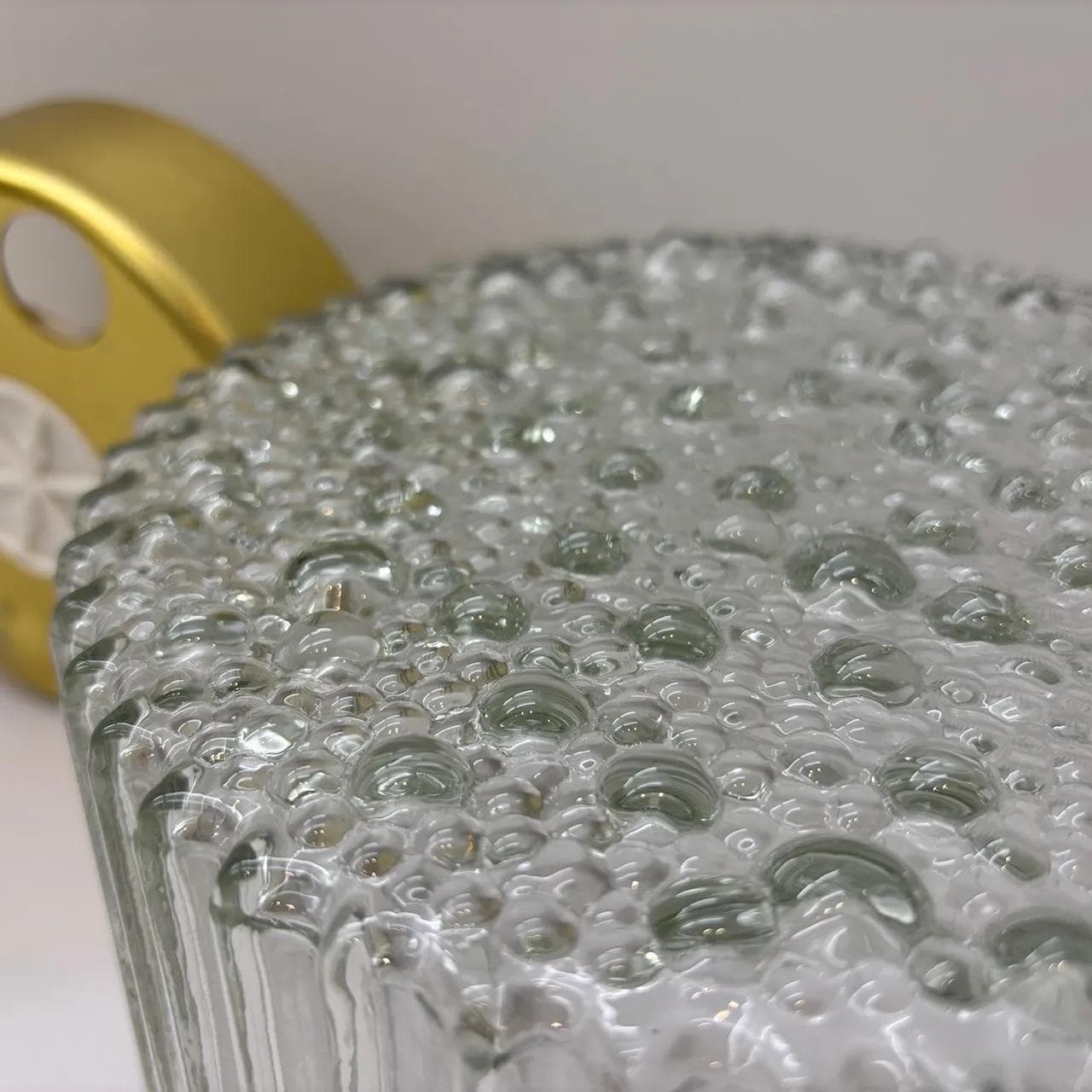 Plafon Bubble, szkło transparentne, aluminium złoty, VEB Görlitz, Niemcy, lata 80. - 22473