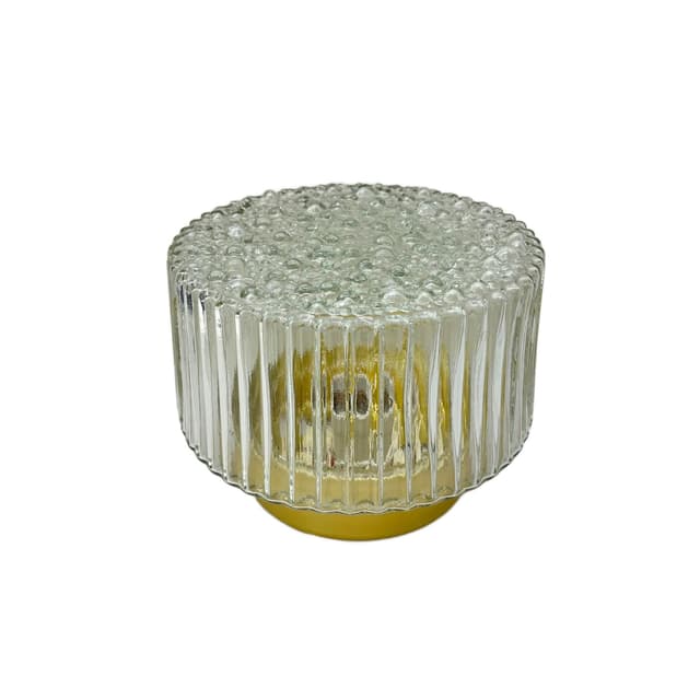 Plafon Bubble, szkło transparentne, aluminium złoty, VEB Görlitz, Niemcy, lata 80. - WYMIARY