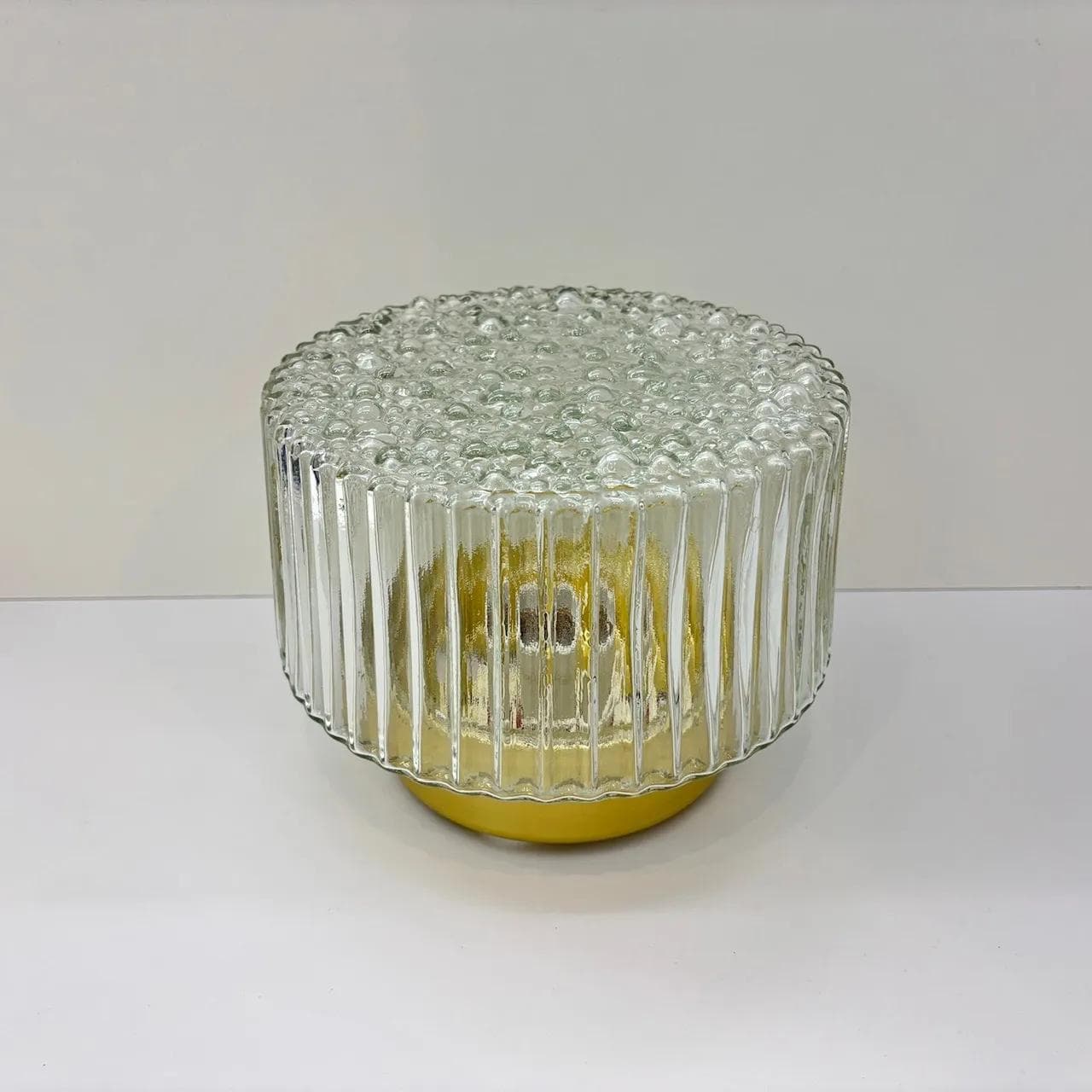 Plafon Bubble, szkło transparentne, aluminium złoty, VEB Görlitz, Niemcy, lata 80. - 22472