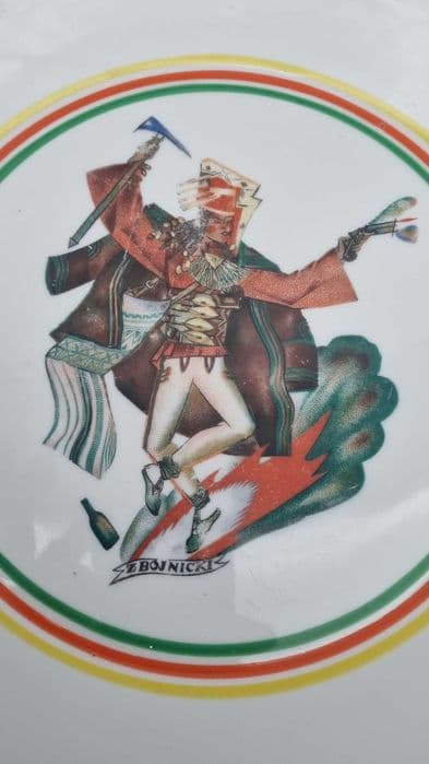 Platter Zbójnicki 32 cm, porcelain, by Z. Stryjeńska, Chodzież, Poland, early 20th c. - 307275