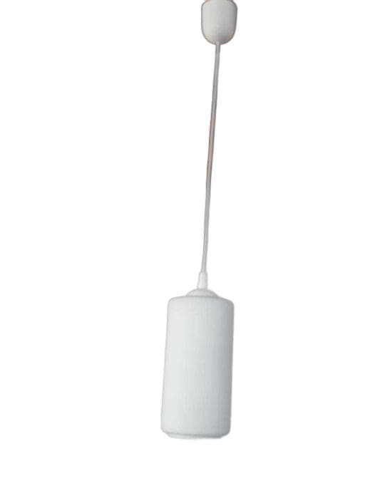 Pendant lamp, white opaline glass, white plastic, Czechoslovakia, 1960s.