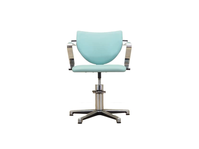 Fotel fryzjerski, turkus ekoskóra, metal chromowany, Dania, lata 80.