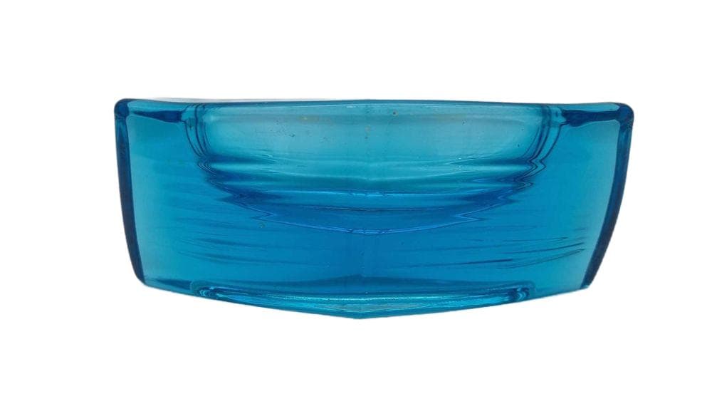 Ashtray, turquoise-blue glass, by V. Hanus, Czechoslovakia, 1970s.