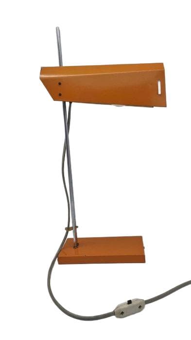 Desk lamp, orange, metal chrome, by J. Hůrka, Czechoslovakia, 1960s.