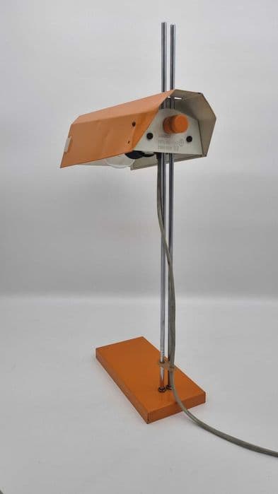 Desk lamp, orange, metal chrome, by J. Hůrka, Czechoslovakia, 1960s. - 307229