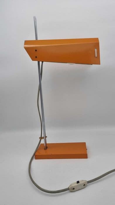 Desk lamp, orange, metal chrome, by J. Hůrka, Czechoslovakia, 1960s. - 307230