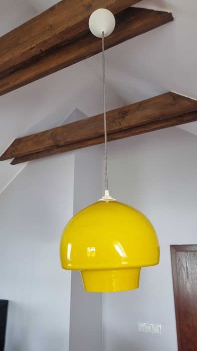 Lampa wisząca, żółty, szkło, Czechosłowacja, lata 60. - 307227