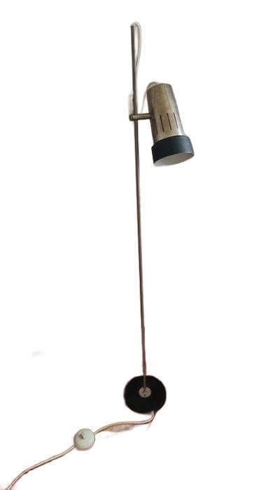 Floor lamp, silver black, metal, AKA, Germany, 1960s.