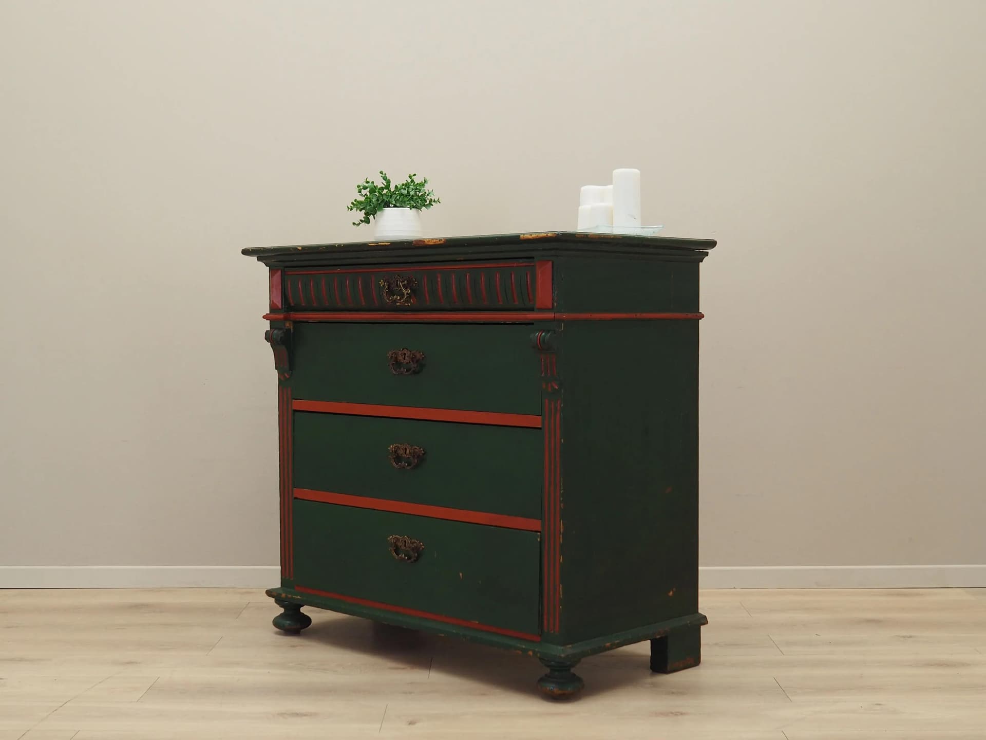 Komoda, zielona, sosna, Dania, lata 50. - 22626