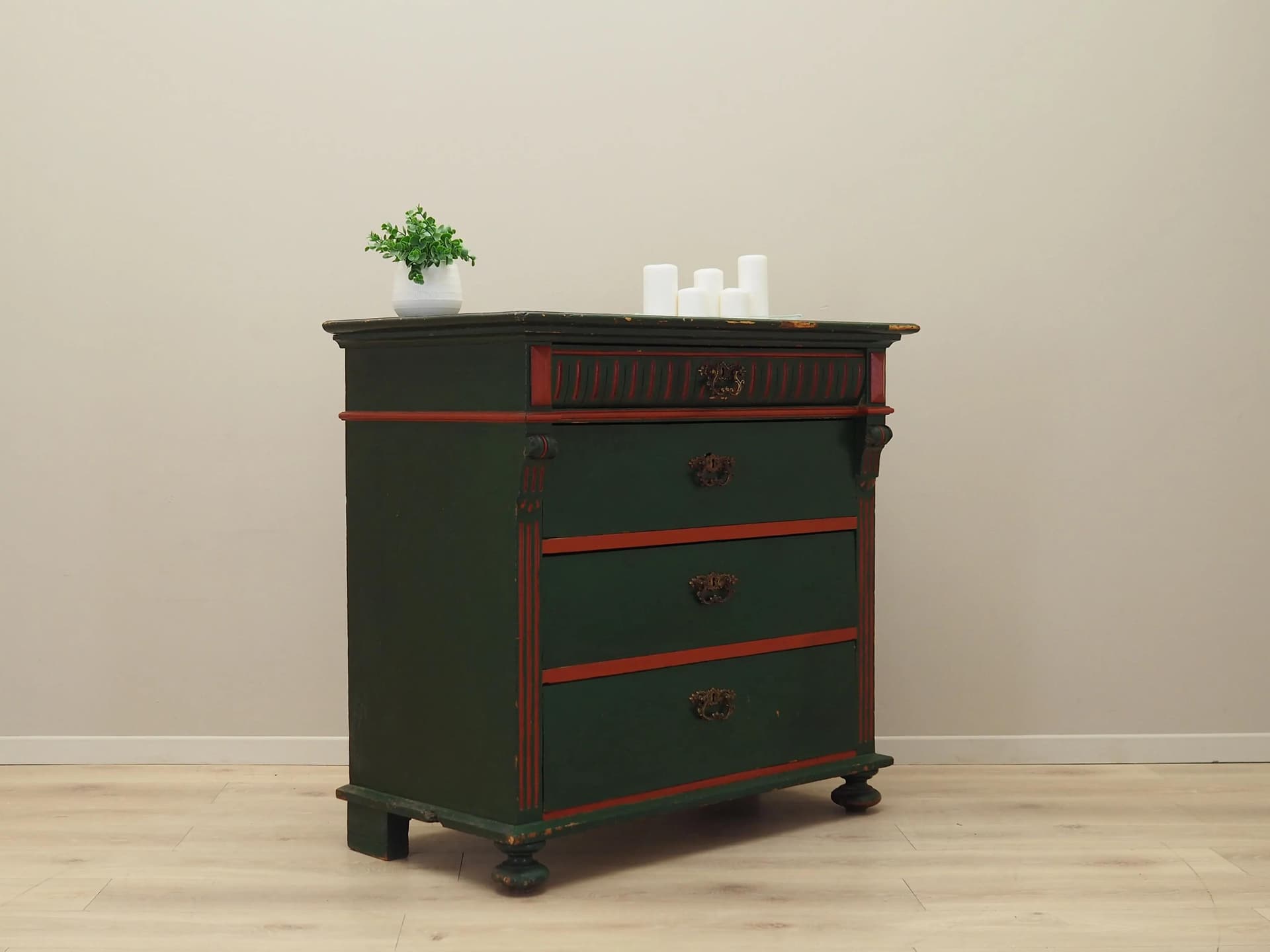 Komoda, zielona, sosna, Dania, lata 50. - 22628