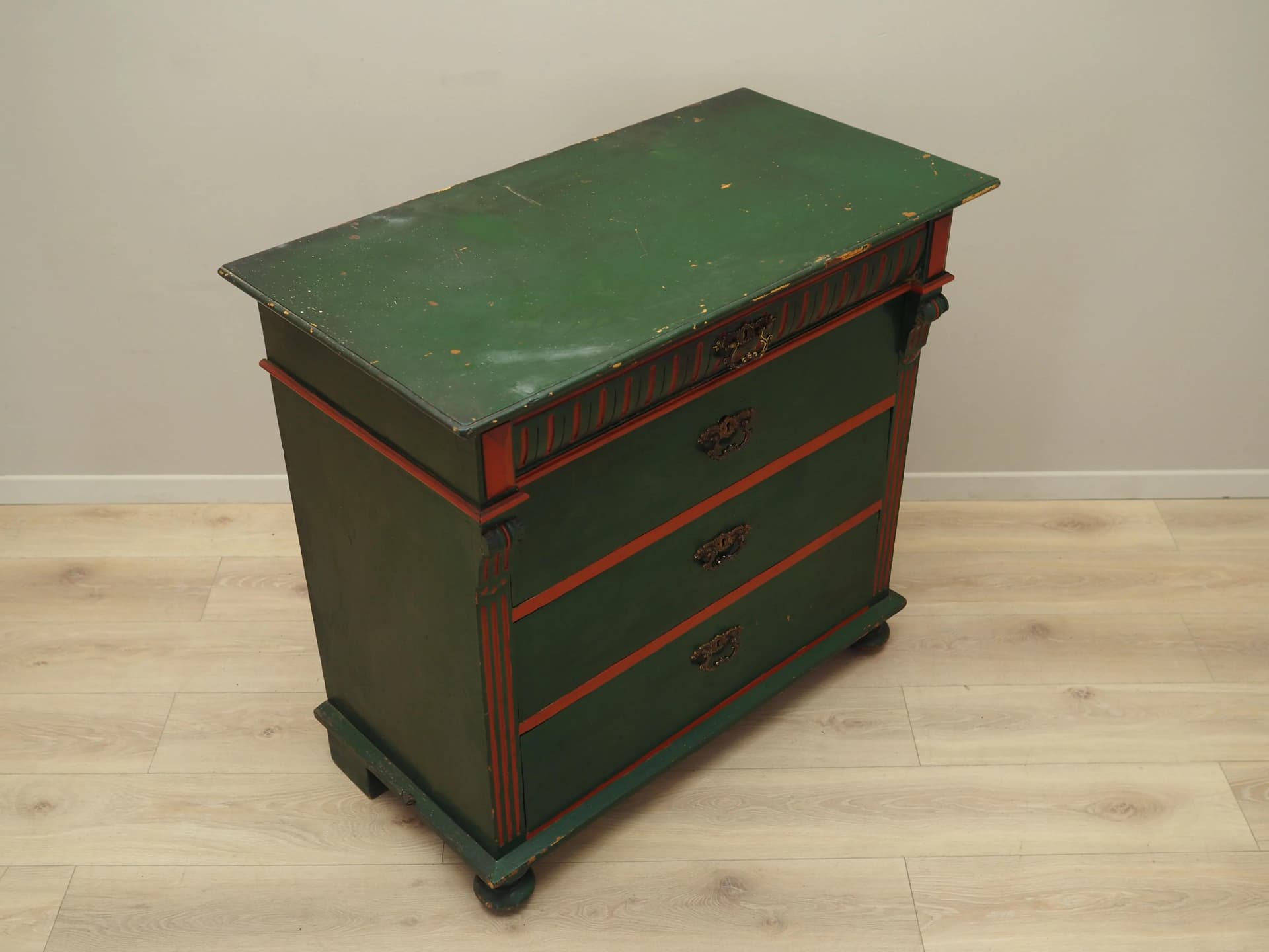 Komoda, zielona, sosna, Dania, lata 50. - 22629